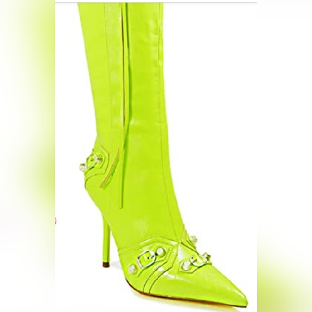 Lime Green Over the Knee Boots